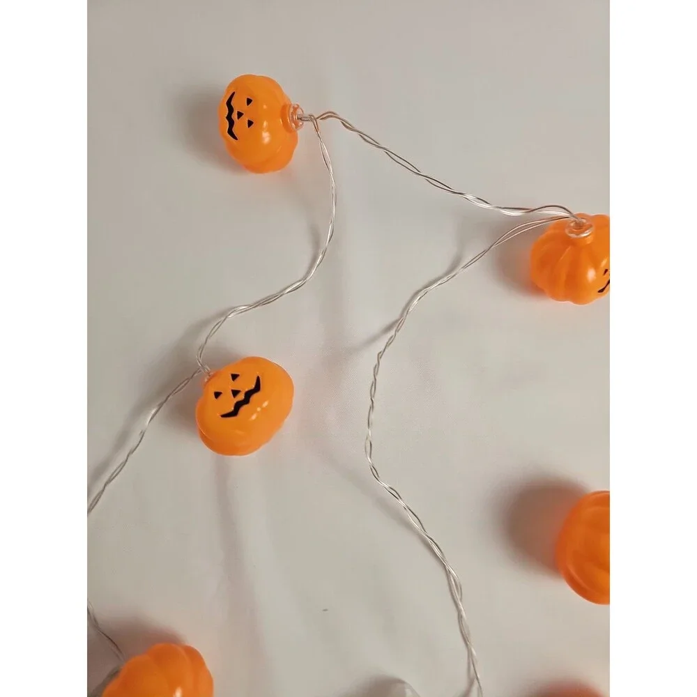 Halloween Pumpkin String Lights Jack-O'-Lantern Battery Operated Decor New